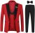 YFFUSHI Men’s 3 Piece Suit Slim Fit One Button Prom Suits Set Blazer Vest Trousers