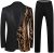 KUDMOL Mens 2 Piece Suit Slim Fit Sequin Shiny One Button Tuxedo Black Sequin Jacket Pants Sets for Wedding Party Prom