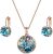 EVEVIC Austrian Crystals Round Disc Pendant Necklace Earrings for Women 14K Gold Plated Hypoallergenic Jewelry Sets