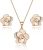 EVEVIC Rose Flower Necklace Earrings Set for Women 18K Gold Plated Hypoallergenic Jewelry Sets